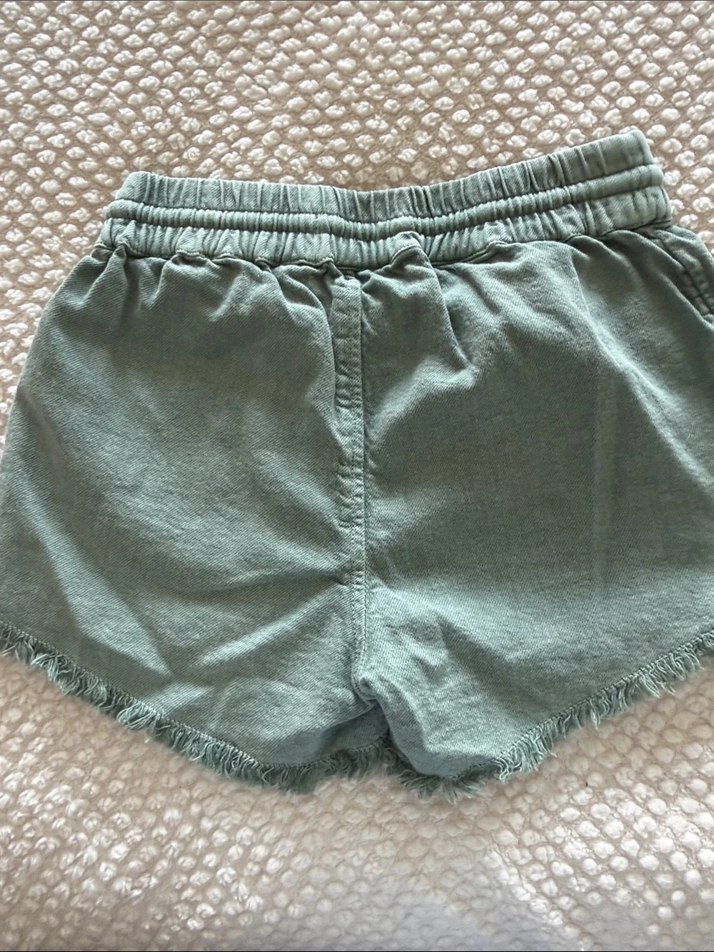 Roxy Sage Green Frayed Hem Drawstring Athletic Shorts